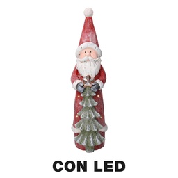 [S-V6332410000] Babbo Natale Resina LED con Albero Rosso 18x19x66 cm