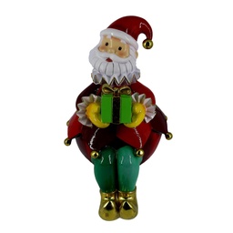 [S-V6194310000] Statuetta Babbo Natale Rosso Seduto in Resina - 19,5x18,6x32,1 cm