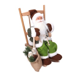 [S-V6191420000] Babbo Natale Tessuto su Sedia Verde 30x30 cm