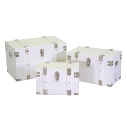 [S-V3862480000] Set 3 Bauli Legno Bianco Rettangolari - Misure: 40x23x25 cm, 48x28x30 cm, 58x34x35 cm