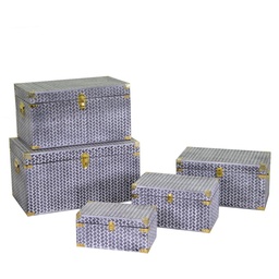 [S-V3813430000] Set da 5 Bauli in Legno Rettangolari - Misure: 65x39x34 cm