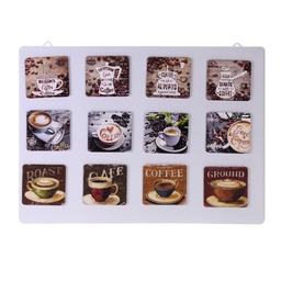 [S-V1863580000] Set di magneti in metallo 12 pezzi caffè assortiti con display cm6x6