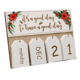 [S-V6134630000] Calendario Legno Bianco Rettangolare 25x18x2,5 cm