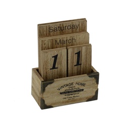 [S-V5920110000] Calendario Vintage in Legno per la Casa - 12x6x15 cm