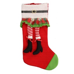 [S-V6137010000] Calza in tessuto rosso verde elfo 25x48x2 cm