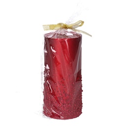 [S-V5511870000] Candela in Paraffina con Bolle Rosso ø7x15 cm