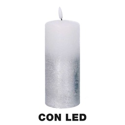 [S-V5512230000] Candela LED in Paraffina Argento - 8x8x18 cm