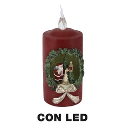 [S-V6199620000] Candela LED in Resina Rossa 8x8x19 cm