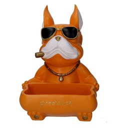 [S-V8543120000] Cane svuotatasche arancione in resina 22x22x30 cm