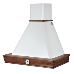 [S-ART896056] Cappa cucina rustica bianca FOSCA con cornice in legno colore tabacco con orologio cm 90