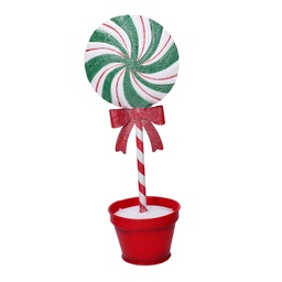 [S-V6160190000] Caramella Metallo Lecca-Lecca con Vaso Verde 11,5x9x30,5 cm