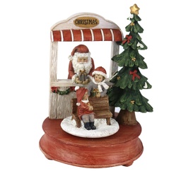 [S-V6199540000] Carillon Babbo Natale in Resina con Musica - Rosso 17x16x23,5 cm