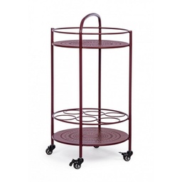 [S-B0802890] Carrello per bottiglie in acciaio Rosso Bordeaux con ruote autobloccanti