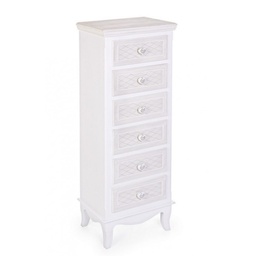 [S-B0744861] Cassettiera classica in legno bianco 6 cassetti
