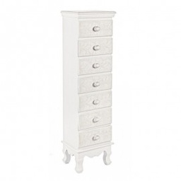 [S-B0744524] Cassettiera da camera in MDF sette cassetti Bianca CLORINE 29x23x h112,5 cm
