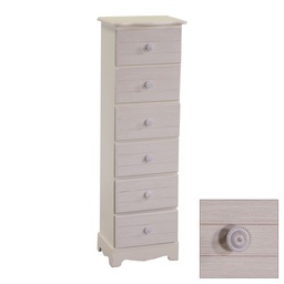 [S-V8041200000] Cassettiera in legno con 6 cassetti crema 29x23x95 cm