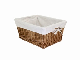 [S-V4400590000] Cassetto in vimini miele con fodera bianca 41x31h19 cm