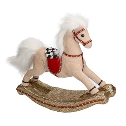 [S-V6114830000] Cavallo a Dondolo Crema Bianco Oro 33x9x27 cm