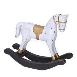 [S-V6172720000] Cavallo a Dondolo in Legno Bianco 42x8x31 cm