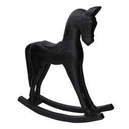 [S-V6167960000] Cavallo in Legno Nero 36x9x39 cm