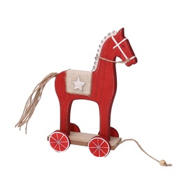 [S-V6179860000] Cavallo in legno rosso 13x7x23 cm