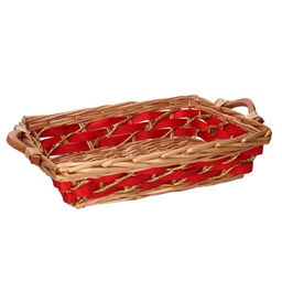 [S-V9380700000] Cesta in vimini rettangolare rosso miele 48/52x36x13 cm