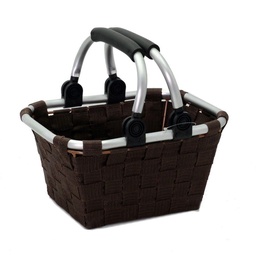 [S-V23172700BR] Cestina rettangolare in poliestere noce con manici - 27,5x20x16,5 cm