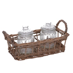 [S-V9111020000] Cesto con due barattoli - 25 x 15 x 16 cm