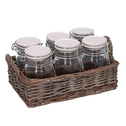 [S-V9111030000] Cesto con sei barattoli ev-1011 26 x 18 h 7 - 12