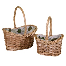 [S-V2007460000] Cesto in vimini con fodera ovale 22x16h23 cm