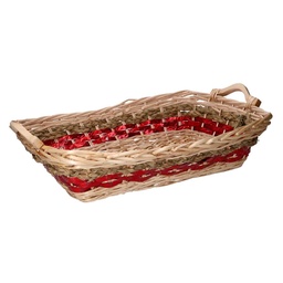 [S-V9379000000] Cesto intrecciato in vimini rosso naturale rettangolare 53x38x13 cm
