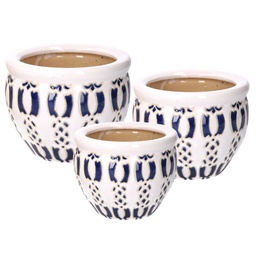 [S-V5866730000] Coprivaso in ceramica bianco azzurro cm 30x21