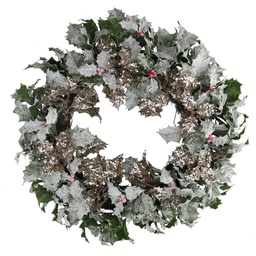 [S-V6166550000] Coroncina con pungitopo oro 36x36x50 cm