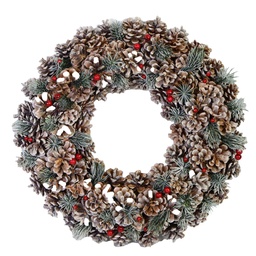 [S-V6327330000] Coroncina glitter con bacche e pigne naturali ø30 cm