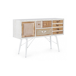 [S-B0746543] Credenza in legno naturale con 2 ante e 2 cassetti - 80h cm