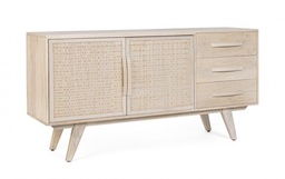 [S-B0747054] Credenza in Legno di Mango con Ante in Rattan