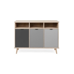 [S-FZ92777] Credenza tre vani sonoma grigio piedini rialzati cm 120 x 40 x 88 h