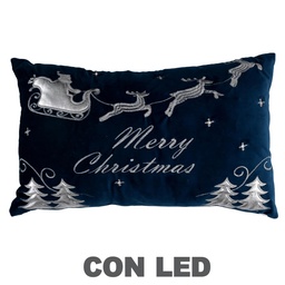 [S-V6164970000] Cuscino luminoso in tessuto con renne blu 50x30x12 cm