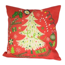 [S-V6321070000] Cuscino in tessuto albero rosso e verde 43x43 cm