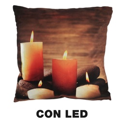 [S-V6162800000] Cuscino in tessuto con candele led marrone 40x40 cm