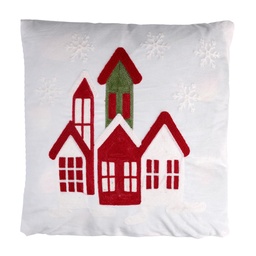 [S-V6141710000] Cuscino velluto casa bianco quadro 45x45x5 cm