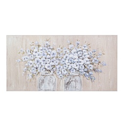 [S-B0240617] Dipinto olio su tela floreale Village cm 120 x 2,8 x 60