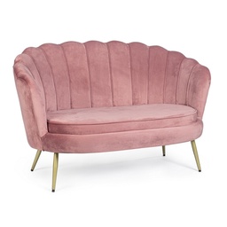 [S-B0743691] Divano 2 posti effetto velluto rosa antico Giliola - Misure: 130x77x83 cm