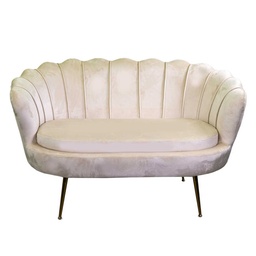 [S-V2809150000] Divano in velluto crema Tulipan - 128x74h50 cm