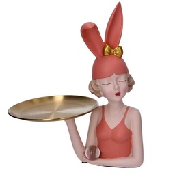 [S-V8542990000] Vassoio svuotatasche donna in resina rosa 17x20x31 cm