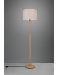 [S-TRIO401200101] Elegante Piantana con Base in Legno e Paralume Bianco