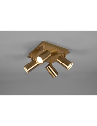 [S-TRIO802430404] Faretto Marley 4 Spot GU10 Ottone Invecchiato 24x24 cm