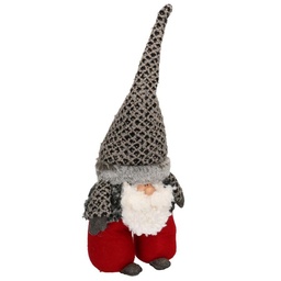 [S-V6139370000] Fermaporta Babbo Natale Grigio Rosso in Tessuto - 20x12x61 cm