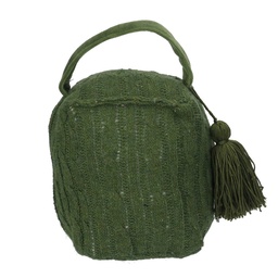 [S-V1870900000] Fermaporta Tessuto Borsa Verde Quadro 12x10h15/20 cm