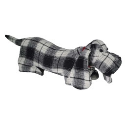 [S-V1870720000] Fermaporta in tessuto a quadretti nero - 53x12x15 cm